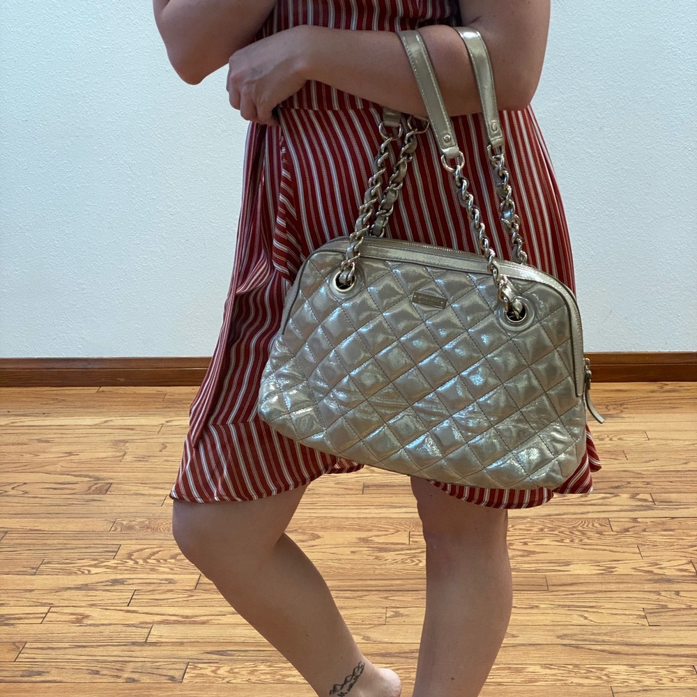💯 Authentic Kate Spade - Y2K Vintage Gold Shimmer Puffer Purse - Picture 8 of 8